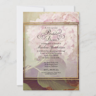 Invitation Fête des mariées Hydrangea rose vintage