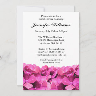 Invitation Fête des mariées Hydrangeas rose