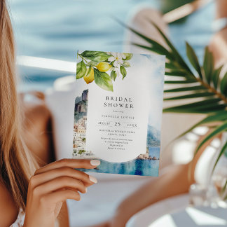 Invitation Fête des mariées italienne au citron de la côte am