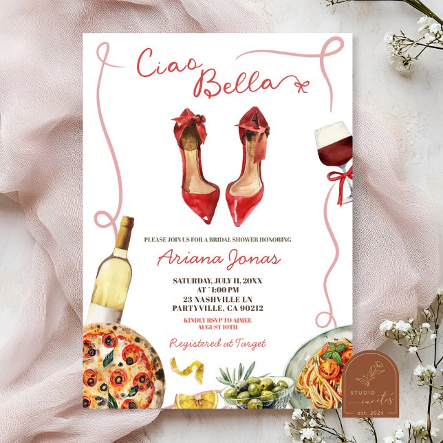 Invitation Fête des mariées italienne Ciao Bella (Créateur téléchargé)
