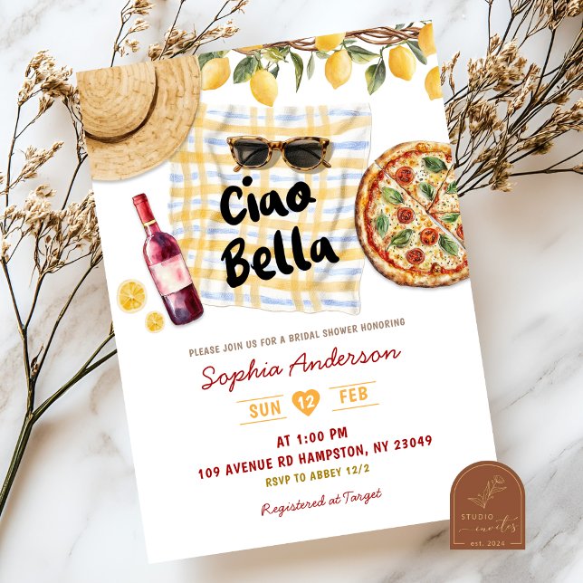 Invitation Fête des mariées italienne d'été Ciao Bella (Créateur téléchargé)