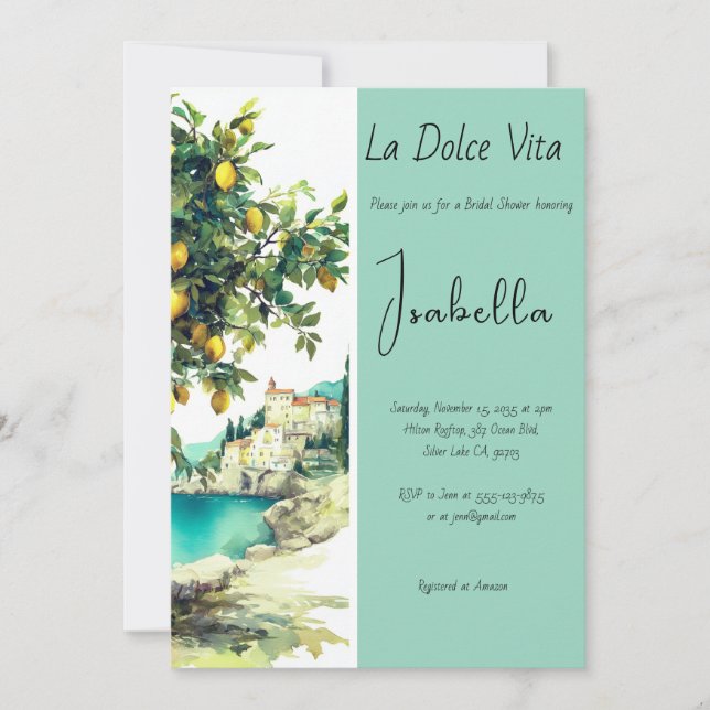 Invitation Fête des mariées italienne La Dolce Vita (Devant)