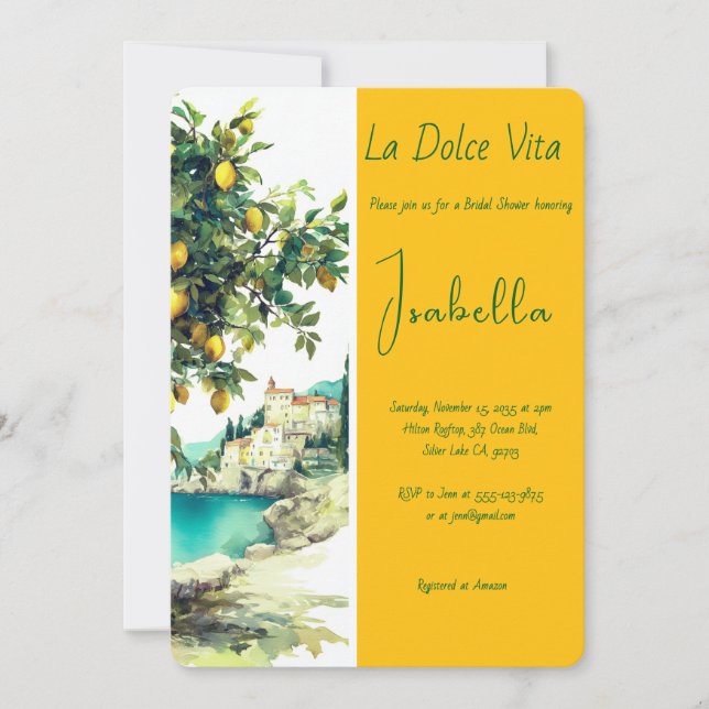 Invitation Fête des mariées italienne La Dolce Vita (Devant)