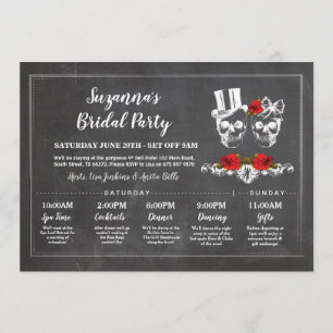 Invitation Fête des mariées Itinéraire Bachelorette crâne