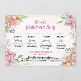 Invitation Fête des mariées Itinéraire Fleurs Florales Aquare