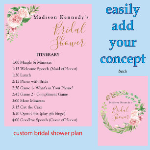 Invitation Fête des mariées Itinéraire Plan 🌸 Rose Floral Pe
