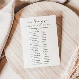 Invitation Fête des mariées Jeu Je t'aime autour du monde