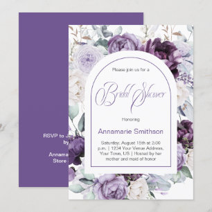 Invitation Fête des mariées Lavande, violet, pivoines blanche