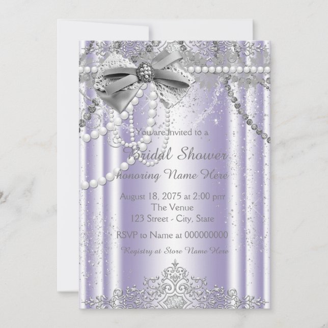 Invitation Fête des mariées Lavender et Grey Pearl (Devant)