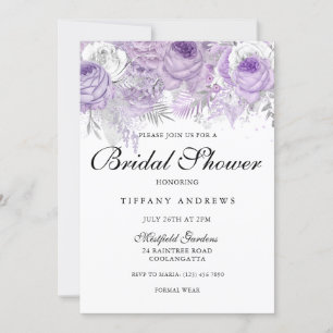 Invitation Fête des mariées Lavender Purple Fleurs Étincelles