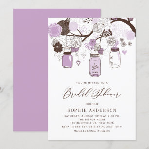 Invitation Fête des mariées Lilac Purple Mason Jars