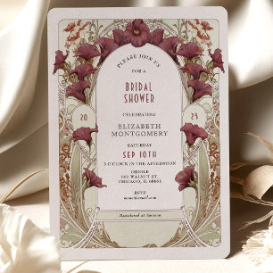Invitation Fête des mariées Lily Noire Art Nouveau Déco En