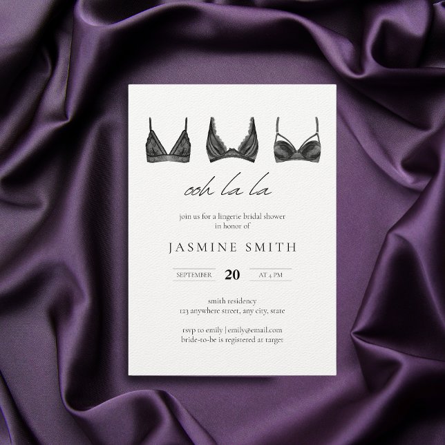 Invitation Fête des mariées Lingerie en dentelle noire Invita (Créateur téléchargé)