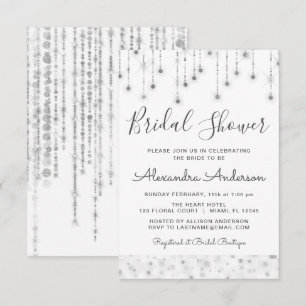 Invitation Fête des mariées Lumières de chaîne d'argent blanc