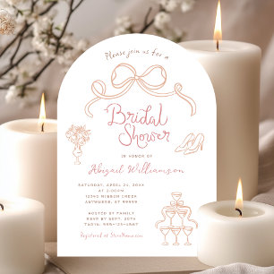 Invitation Fête des mariées lunaire neutre Tan Blush Rose