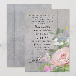 Invitation Fête des mariées Luncheon Rustique Elégant Floral 