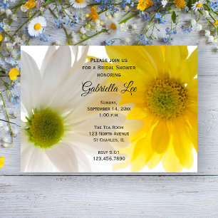 Invitation Fête des mariées marguerite jaune et blanc
