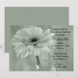 Invitation Fête des mariées marguerite teintée vert pâle