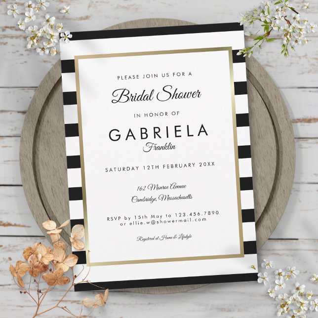 Invitation Fête des mariées Mariage à bande classique (Classic Stripe Wedding Bridal Shower Invitation)