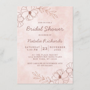 Invitation Fête des mariées Mariage à huile rose et Rose