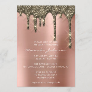 Invitation Fête des mariées Mariage Anniversaire Rose Gold Dr