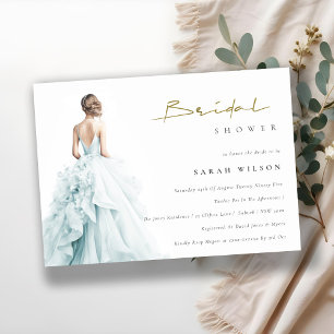 Invitation Fête des mariées Mariage Aqua Blue Watercolor