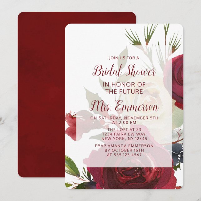 Invitation Fête des mariées Mariage d'aquarelle Mistletoe Man (Devant / Derrière)