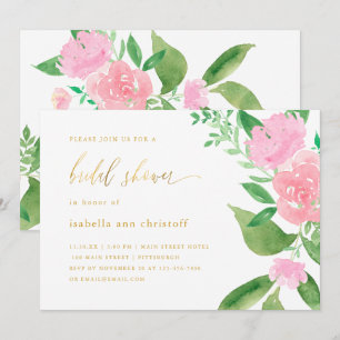 Invitation Fête des mariées Mariage de fleurs roses et callig