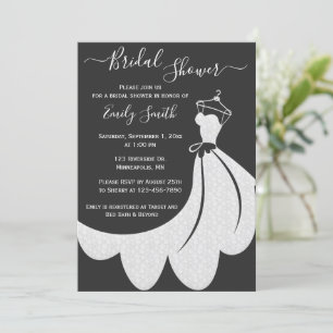 Invitation Fête des mariées Mariage dentelle noir et blanc