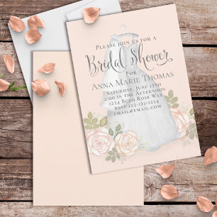 Invitation Fête des mariées Mariage Elégant aquarelle Floral
