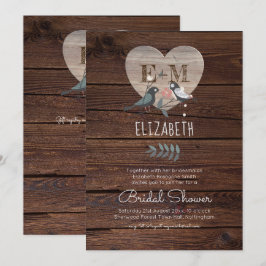 Invitation Fête des mariées Mariage en bois de coeur gravé