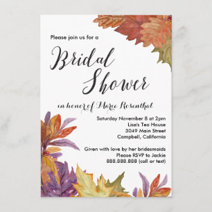 Invitation Fête des mariées Mariage Feuille d'aquarelle d'aut