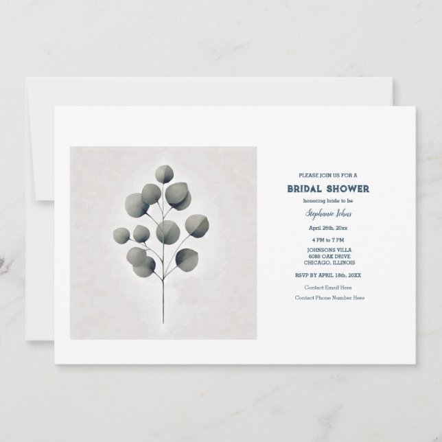 Invitation Fête des mariées Mariage Feuille feuille Eucalyptu (Devant)