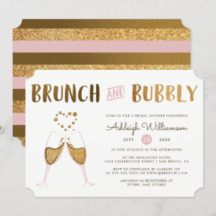 Invitation Fête des mariées Mariage Gold & Pink