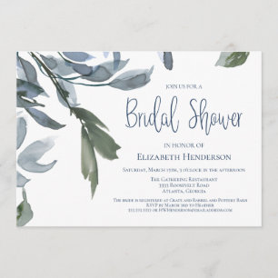 Invitation Fête des mariées Mariage moderne bleu Floral