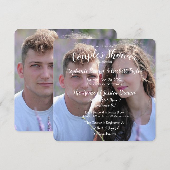 Invitation Fête des mariées Mariage photo Couples (Devant / Derrière)