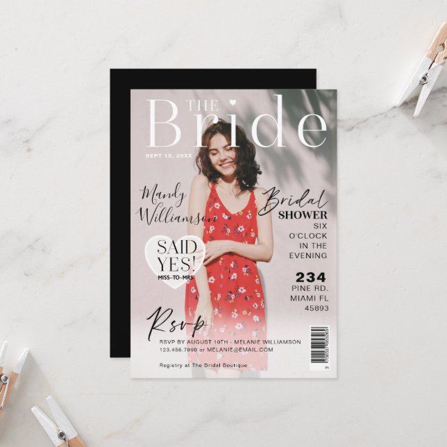 Invitation Fête des mariées mariage Revue photo tendance Couv (Devant/Arrière en situation)