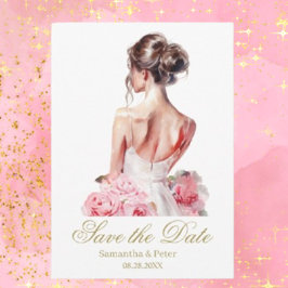 Invitation Fête des mariées Mariage rose Aquarelle moderne