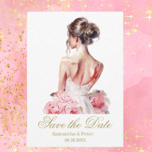 Invitation Fête des mariées Mariage rose Aquarelle moderne