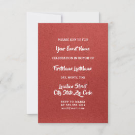 Invitation Fête des mariées Mariage Sweet 16e Rouge nuptiale