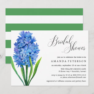 Invitation Fête des mariées mariage tendance à fleurs bleu Hy