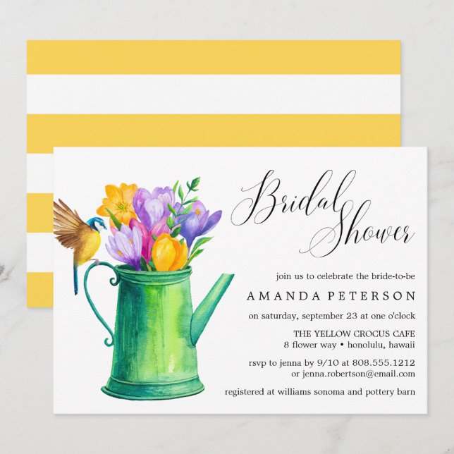 Invitation Fête des mariées mariage tendance des fleurs d'aqu (Devant / Derrière)