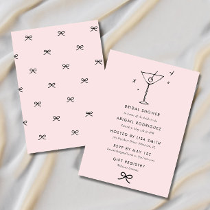 Invitation Fête des mariées Martini Coquette Bow