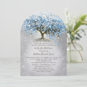 Invitation Fête des mariées Mason Jar Bleu Coeur Leaf Arbre