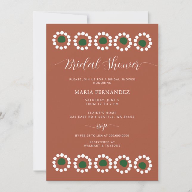 Invitation Fête des mariées mexicaine Boho Barro (Devant)