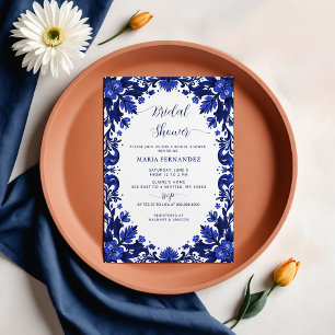 Invitation Fête des mariées mexicaine Fiesta Blue Talavera