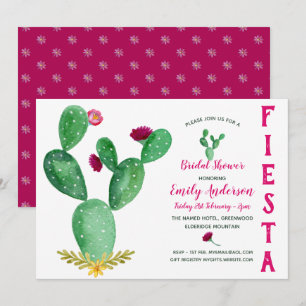 Invitation Fête des mariées mexicaine Fiesta Cactus rose