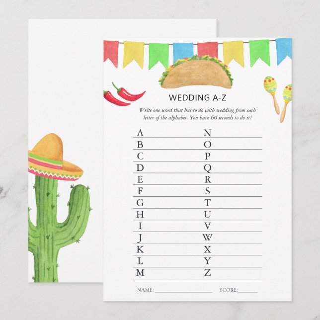 Invitation Fête des mariées mexicaine Fiesta Taco (Devant / Derrière)