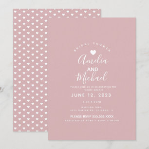 Invitation Fête des mariées minimale de coeur rose muet simpl