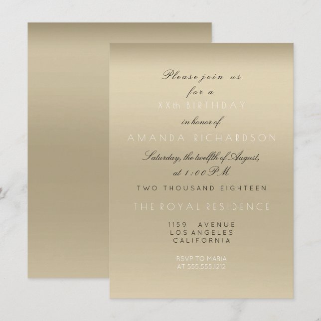 Invitation Fête des mariées minimale ivoire beige ombre Anniv (Devant / Derrière)